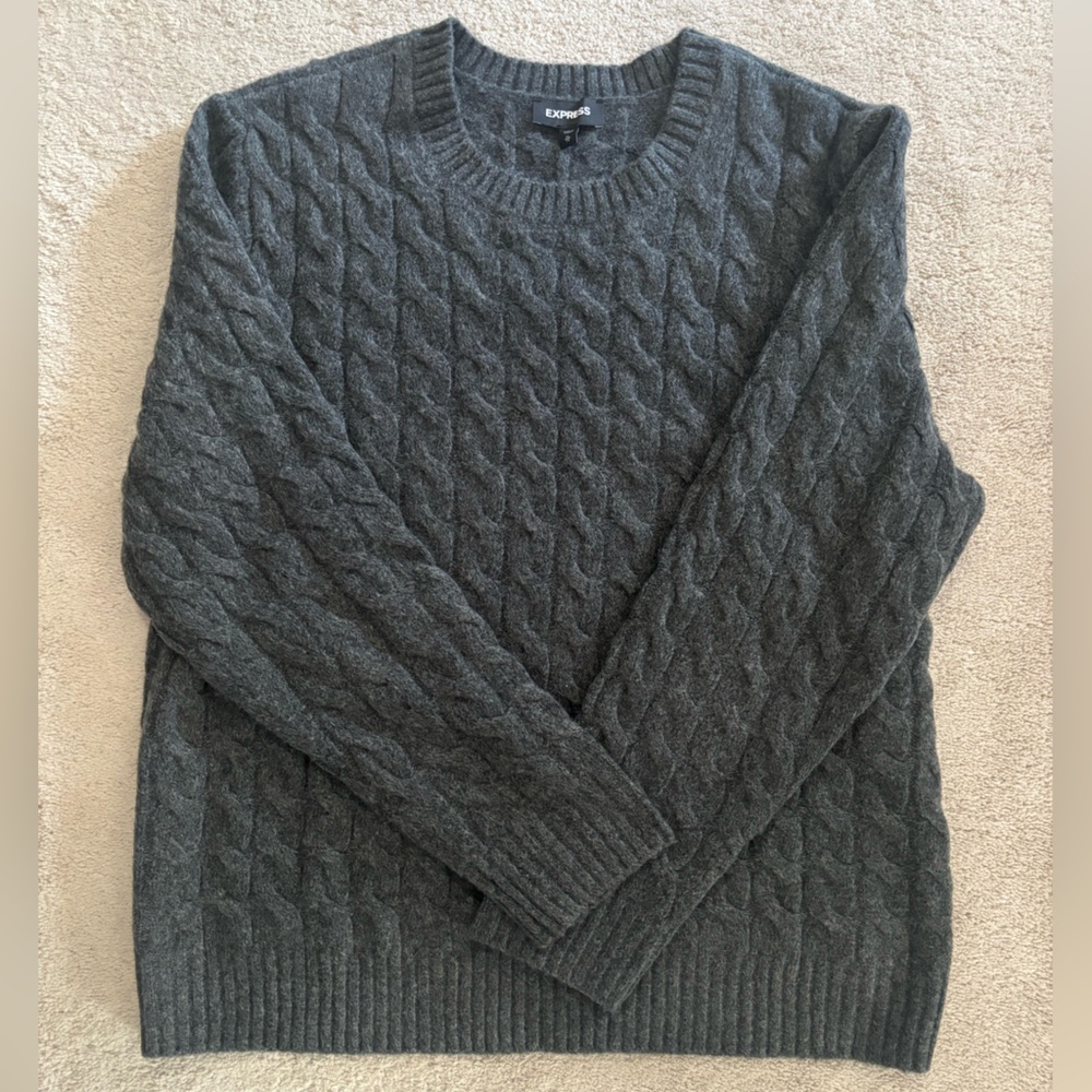 Express Men’s Gray Cable Knit Sweater